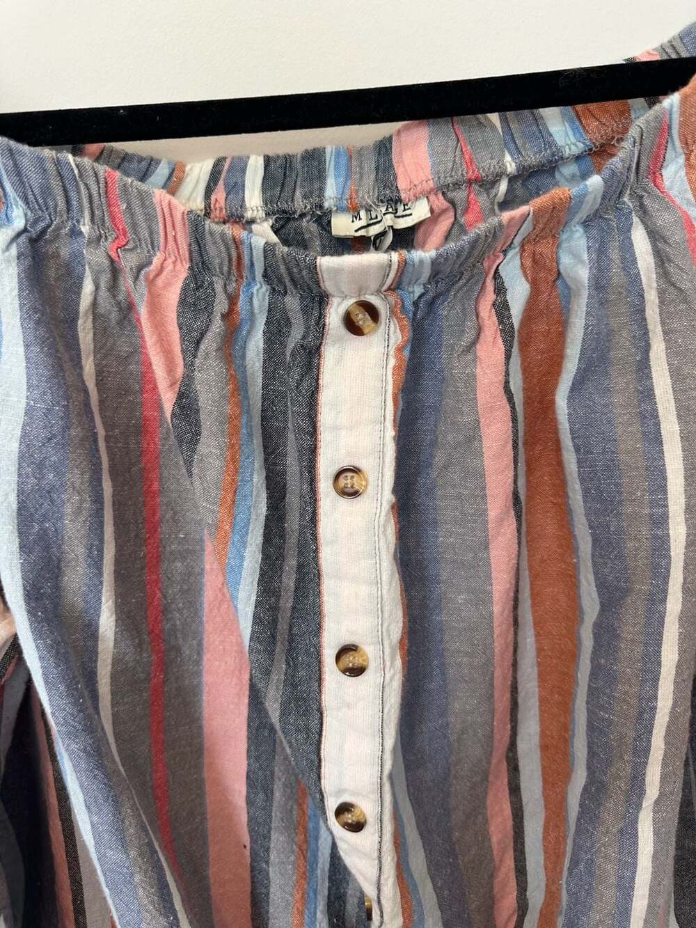 MLLE Off The Shoulder Striped Button Front Tie Hem Blouse 2X - Picture 3 of 6